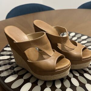 Jimmy Choo Brown Leather Wedge Sandals